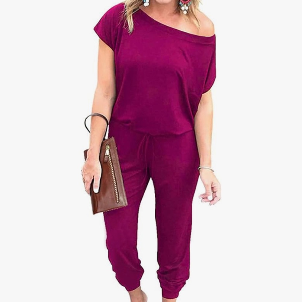 Women's Off-Shoulder Jumpsuit - Purple